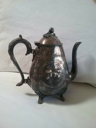 Antique Victorian Silver Plate Teapot Very Fancy Good For A Prop Or Display