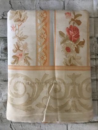 Fab Rare Ralph Lauren Lambert Aubusson Striped Floral King Flat Sheet Italy Euc