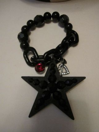 Betsey Johnson Rare Black Bracelet With Large Star With Stones