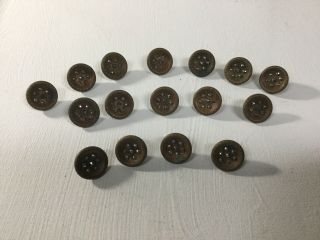 Antique Vintage Set Of 16 Buttons - Paris “14 M” Rhinestones - Bronze Color
