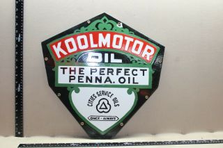Rare Koolmotor Cities Service Oils Penna 2 - Sided Porcelain Metal Sign Gas Oil 66