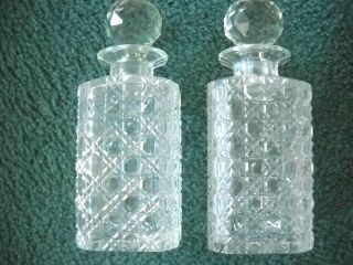 Two Antique? Vintage Cut Glass Decanter Bottle W/ Ball Cut Glass Stopper