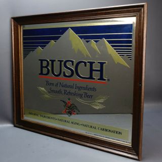 Rare Busch Beer Bar Mirror Anheuser Busch Sign 20 " X 24 " Real Wood Frame