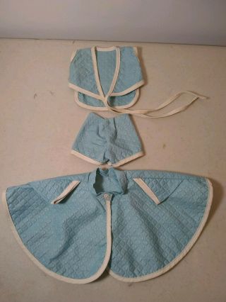 Vintage Doll Clothes Blue And White Outfit Vest Shorts,  And Skirt With Pockets