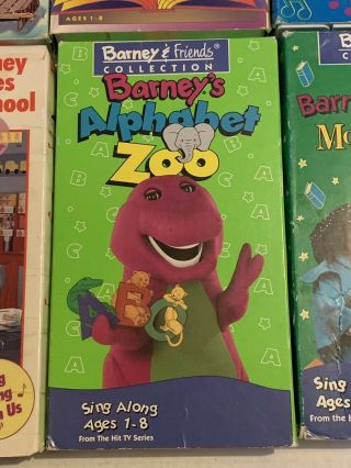 6 Barney VHS Musical Adventure,  Alphabet Zoo,  Barney Goes To School,  Rare 3