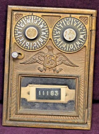Corbin 85 Po Box Door 11183 Antique Double Dial Bronze Ca 1915 - 20s