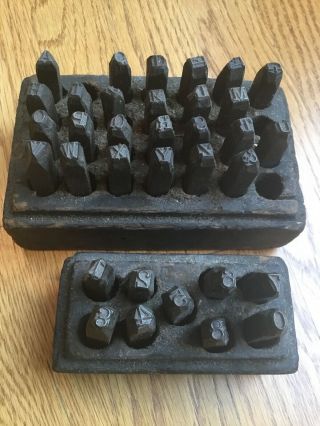 Antique 3/8 " Numbers & Letters Die Punch Set / Antique Tool