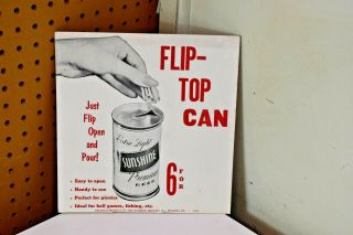 L5063 - Rare Vintage Sunshine Beer Flip - Top Can Sign Reading Pa 10 X 10.  5 "
