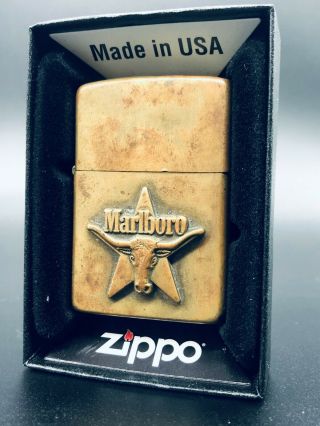 Zippo 1991 Marlboro Longhorn Brass Promotional Lighter (mega Rare)