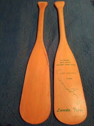 Rare,  1972 Light Weight Small Wooden Canoe Paddles Rio Grande,  Laredo,  Texas