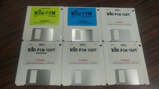 Kid Pix - Vintage Macintosh Software - Set Of 6 - 3.  5 " Disks - Rare W/ Companion