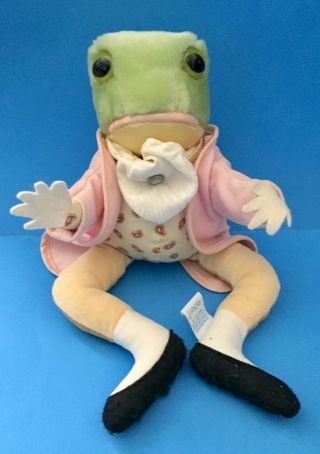 Vtg Jeremy Fisher Frog Stuffed Animal Plush Beatrix Potter Pink Velvet Jacket