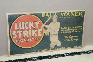 Rare 1930s Paul Waner Lucky Strike Tobacco Cigarettes Store Display Sign Bat