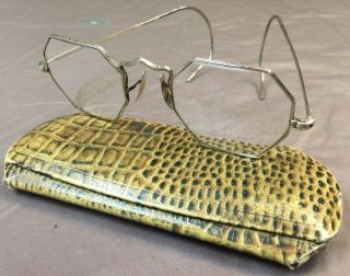Antique Bausch Lomb B&l 14k White Gold Pads Ornate Spectacles Glasses Eyeglass