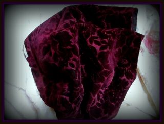 Rare Antique Victorian 1800s Lush Rich Eggplant Cut Silk Velvet Sleeve Fabric Pc