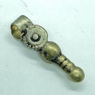 Late Medieval Phallic Brass Fertility Pendant Artifact Antiquity Old Amulet