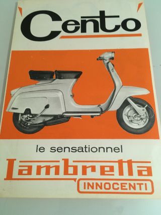 Rare Lambretta Cento Brochure Old Motorcycle Scooter Classic Barn Find Parts