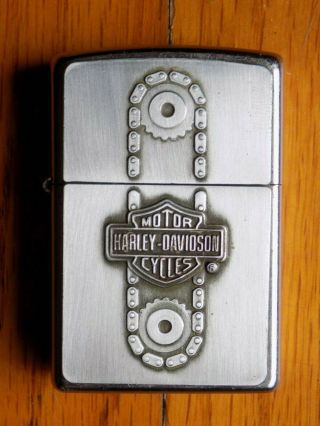 Zippo Lighter Rare ● Harley Davidson Chain / Gear Emblem ● 2003 - One