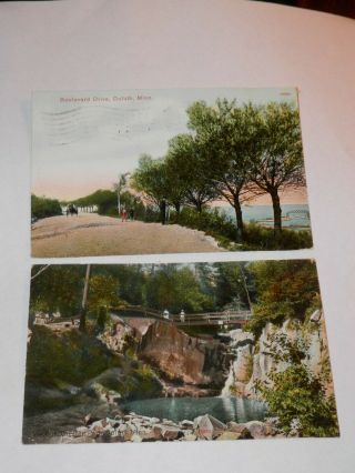 Duluth Mn - 2 Rare Old Postcards - Boulevard Drive - Chester Park View