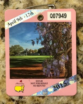 2015 Masters Augusta National Golf Club Badge Ticket Jordan Spieth Wins Rare
