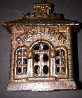 Antique Cast Iron State Bank - Miniature Size -