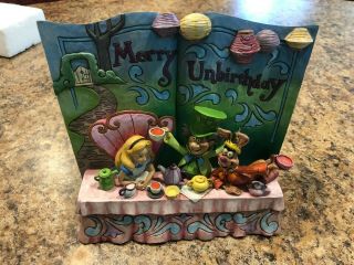 Disney Jim Shore Alice In Wonderland Storybook 4049642 Merry Unbirthday Rare