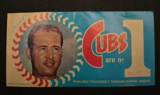 Ron Santo Chicago Cubs,  Dunkin Donuts,  Bumper Sticker - Rare