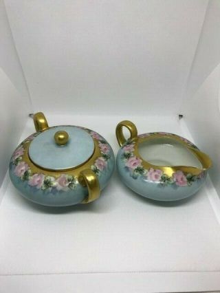 Silesia China - Sugar Bowl W/lid And Creamer - Porcelain?
