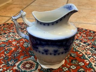 Antique Myott & Son Flow Blue Rose Floral 7.  5 " Pitcher Crumlin Semi Porcelain
