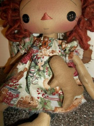 Primitive Folk Art Raggedy Ann Annie Doll Gingerbread