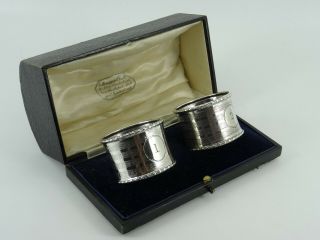 Suprb George V Solid Sterling Silver Napkin Rings Birmingham 1912 Cased