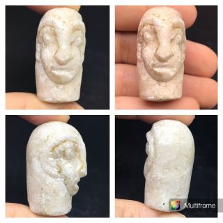Rare Antique Old Bactrian Soft Stone Head Statue