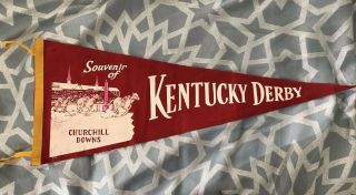 Rare Vintage 1960s Era Kentucky Derby Pennant Red With Strings Intact