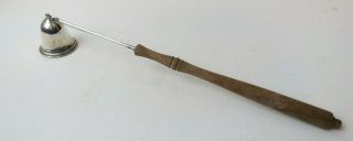 Antique Towle Sterling With Wood Handle And Swinging Candle Snuffer 10 "