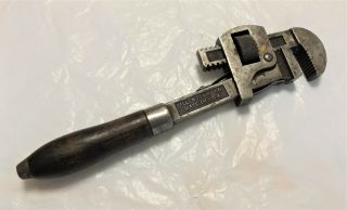 Vintage Antique Bonney Stillson Wood Handle 14 Adjustable Pipe Wrench 2
