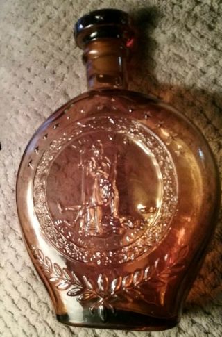 Antique Glass Whiskey Decanter Virginia State Seal Latin Motto John Wilkes Booth