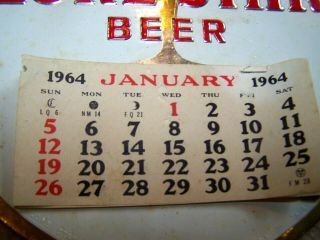 RARE VINTAGE 1964 LONE STAR BEER Calendar Sign Glass San Antonio Texas Pearl Bar 2