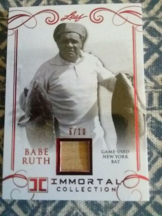 Babe Ruth Authentic Game/used Bat 2017 Leaf Immortal Coll.  Low Numbered 6/10 Rare
