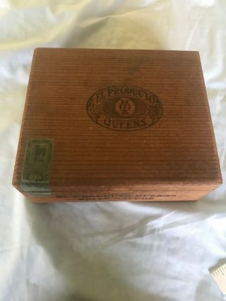 Antique El Producto Queens Cigar Box Dovetailed Wooden Cigar Box