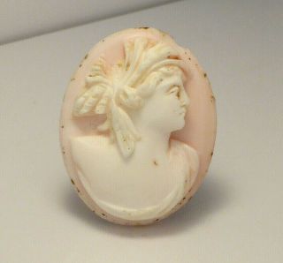 Fine Antique High Relief Carved Angel Skin Unmounted Loose Cameo Shell Brooch