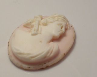 Fine Antique High Relief Carved Angel Skin Unmounted Loose Cameo Shell Brooch 2