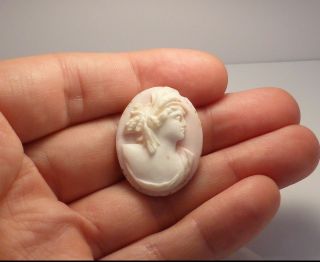 Fine Antique High Relief Carved Angel Skin Unmounted Loose Cameo Shell Brooch 3