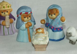 Vintage Enesco Lucy Rigg 1986 Teddy Bear 9 pc Nativity Set - RARE 3