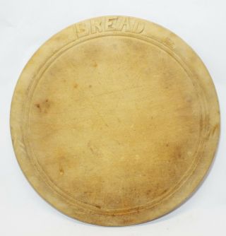 Old Antique 11 1/4 " Diameter Wooden Round Bread Board Cutting Board