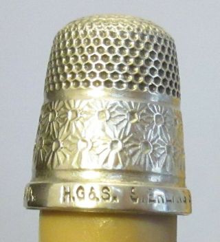 Antique English Hg&s Sterling Silver Thimble The Spa 14 Daisy Pattern Band
