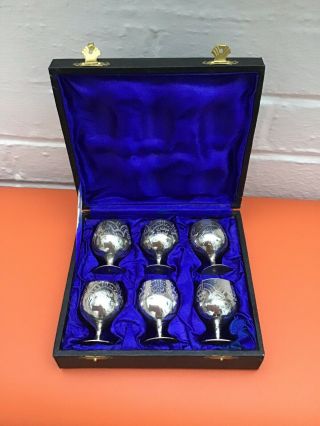 Box Of 6 Vintage Silver Plated Goblets/ Egg Cups
