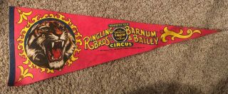 1985 Ringling Bros & Barnum & Bailey Circus Wall Flag Banner Pennant Tiger Rare