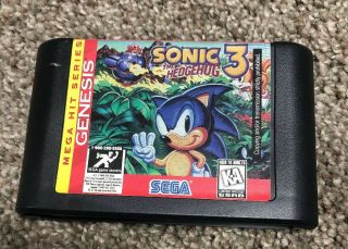 Sonic The Hedgehog 3 Rare Mega Hit Series Label Sega Genesis Game Cartridge
