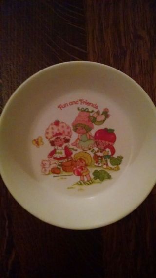 Vintage Strawberry Shortcake Plastic Cereal Bowl White Fun And Friends