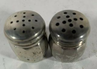 Antique Old Vintage Sterling Silver Mini Tiny Personal Salt Pepper Shakers